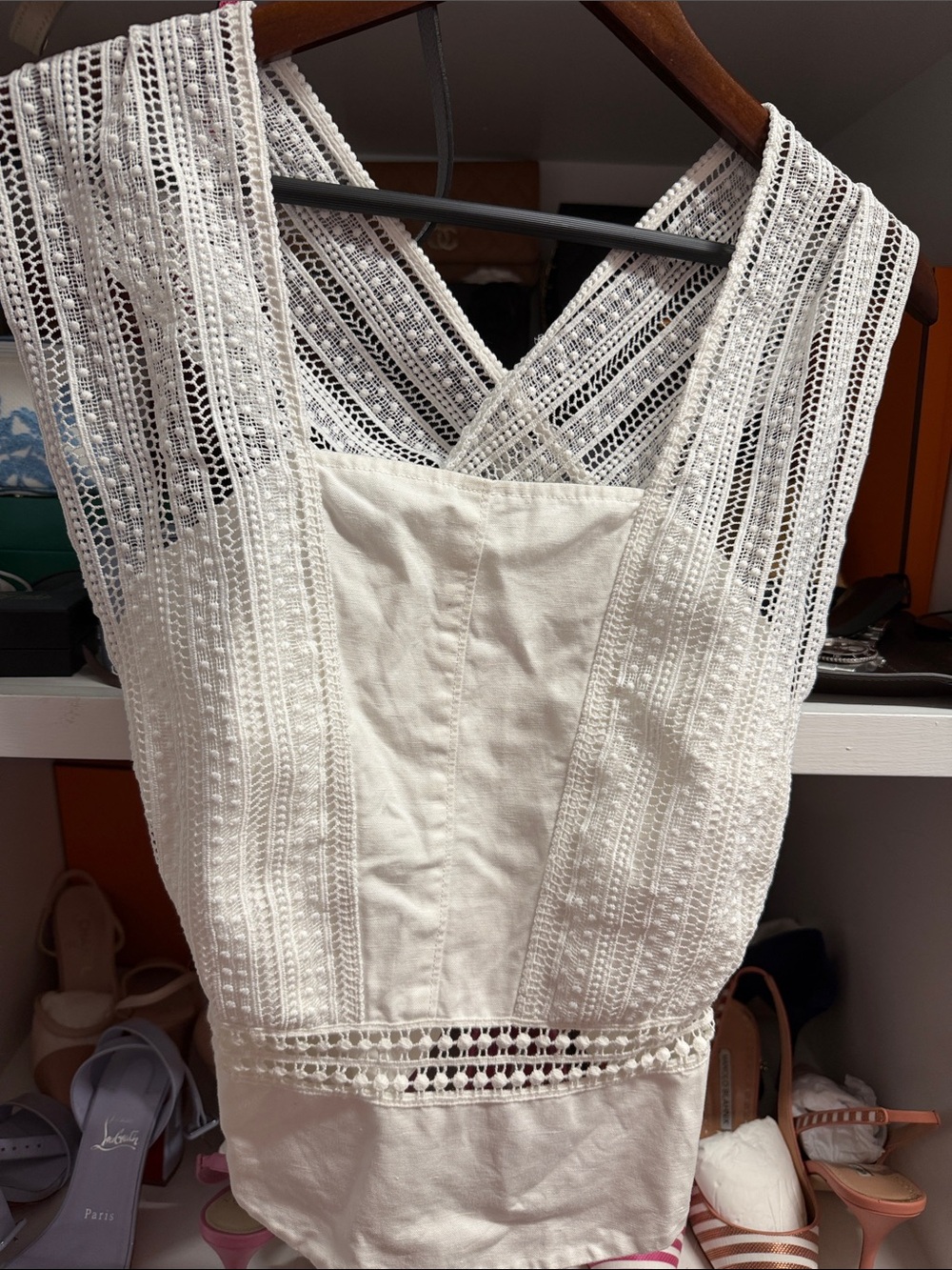 Rebecca Minkoff White Lace-Panel Midi Dress